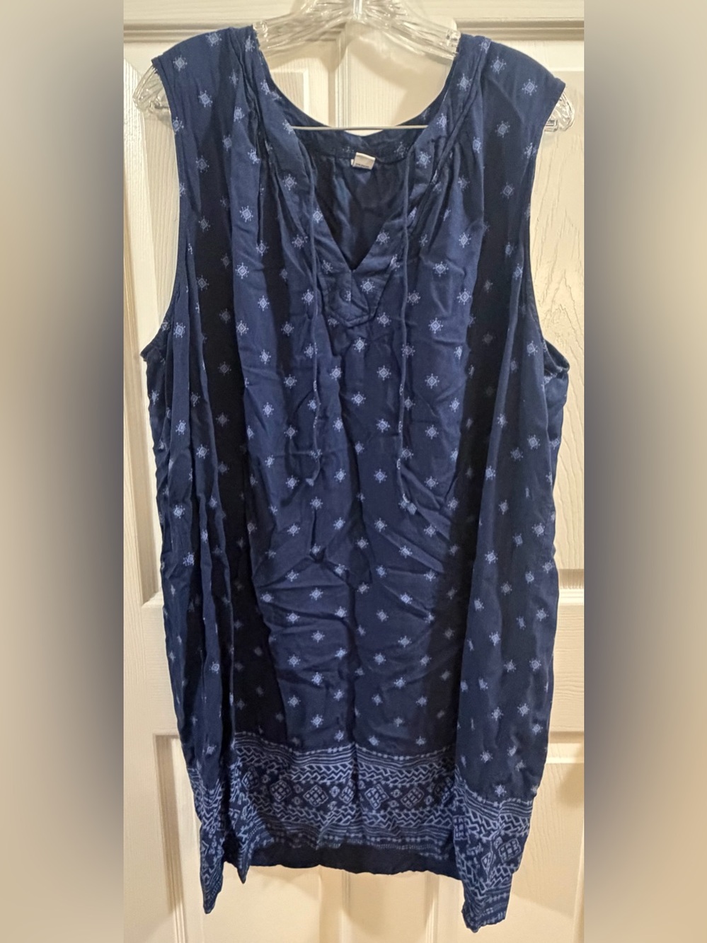 Old Navy Navy Printed Sleeveless Sun Dress